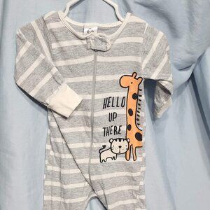 Gerber Footie Onesie Featuring Giraffe & Big Cat "Hello Up There"